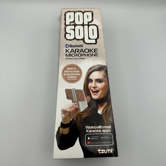 Pop Solo Karaoke Microphone & Speaker‎ Rose Gold Bluetooth Smartphone Holder - Picture 2 of 6